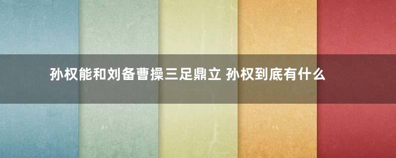 孙权能和刘备曹操三足鼎立 孙权到底有什么能耐